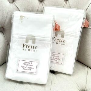 🩷 Set of two Frette At Home standard pillowcases white EMBROIDERED